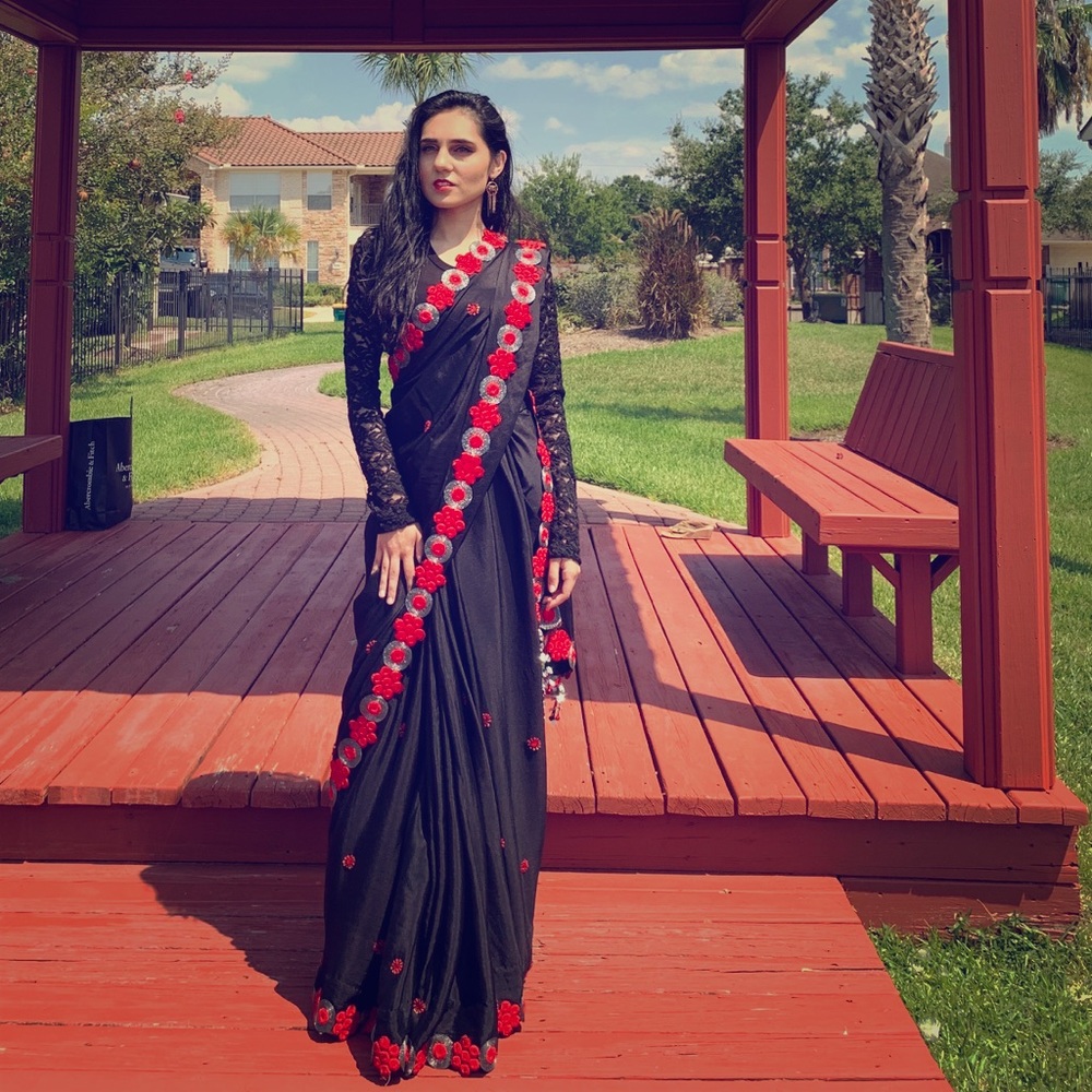 Beautiful pure Crape Chiffon Saree